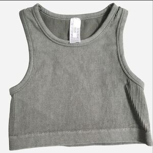 Ribbed Green/gray Crop Top